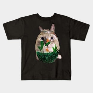 Cat bowl Kids T-Shirt